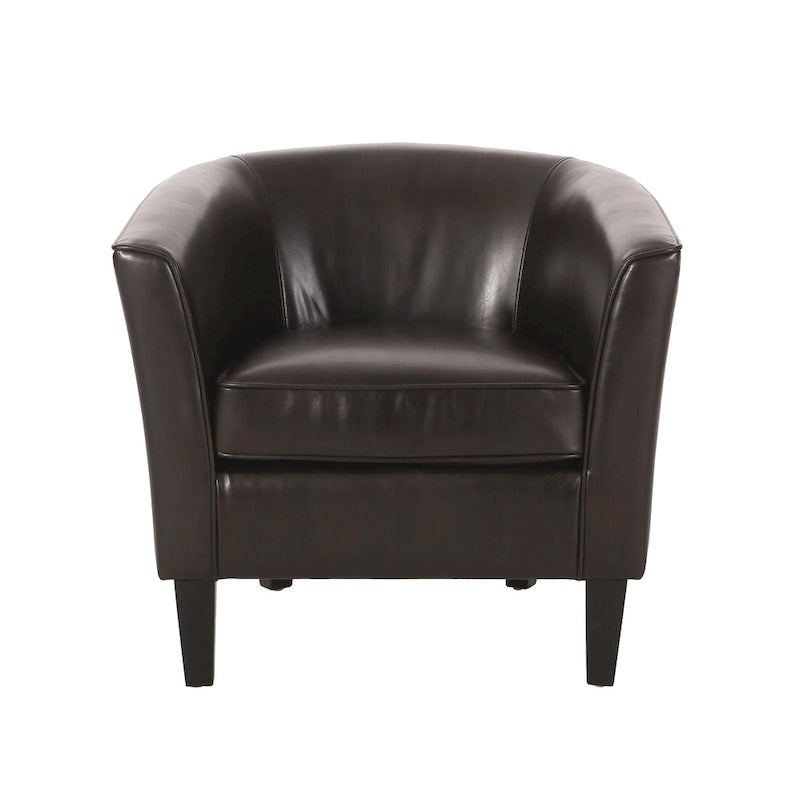 Fauteuil club en similicuir avec pieds en bouleau – Siège d'appoint moderne