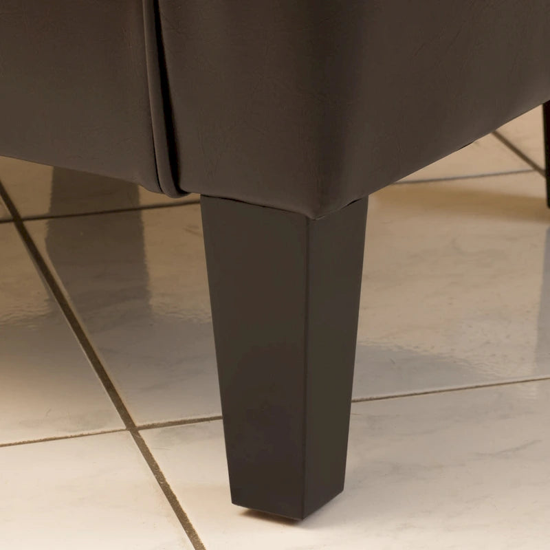 Fauteuil club en similicuir avec pieds en bouleau – Siège d'appoint moderne