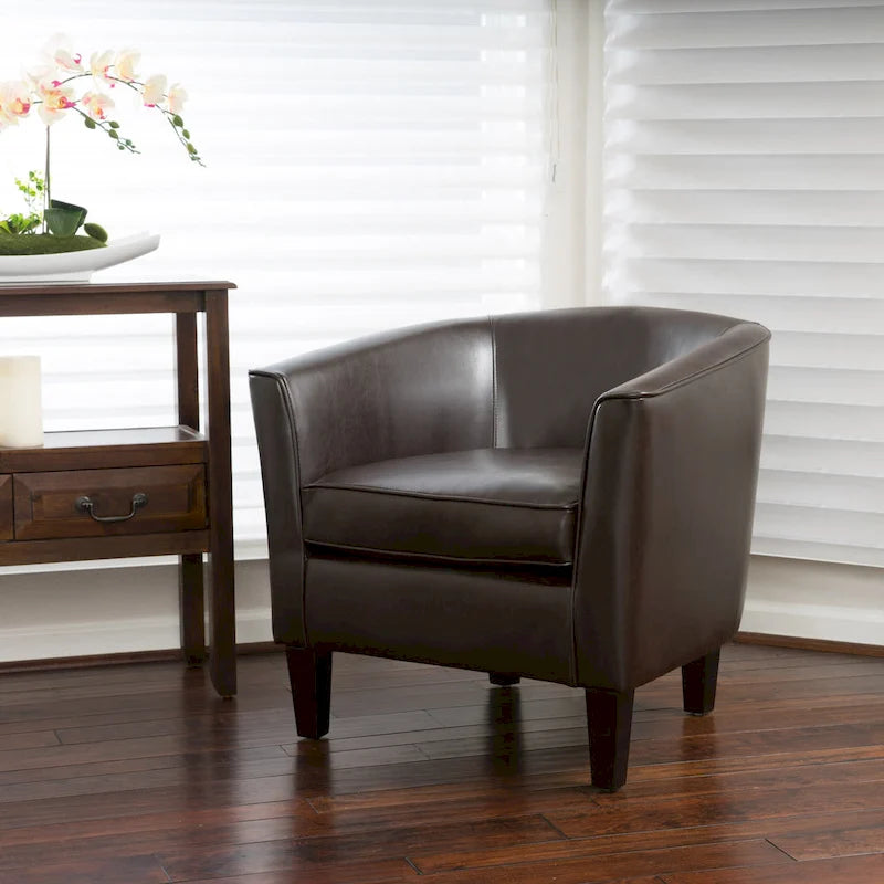 Fauteuil club en similicuir avec pieds en bouleau – Siège d'appoint moderne
