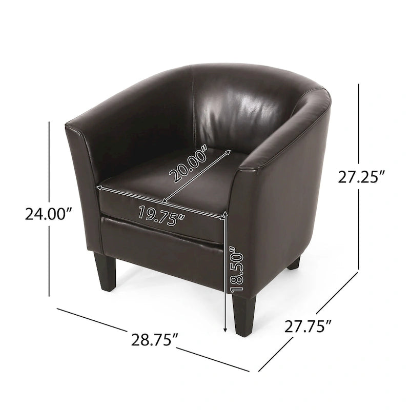Fauteuil club en similicuir avec pieds en bouleau – Siège d'appoint moderne