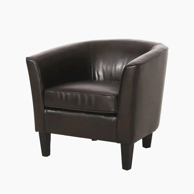 Fauteuil club en similicuir avec pieds en bouleau – Siège d'appoint moderne