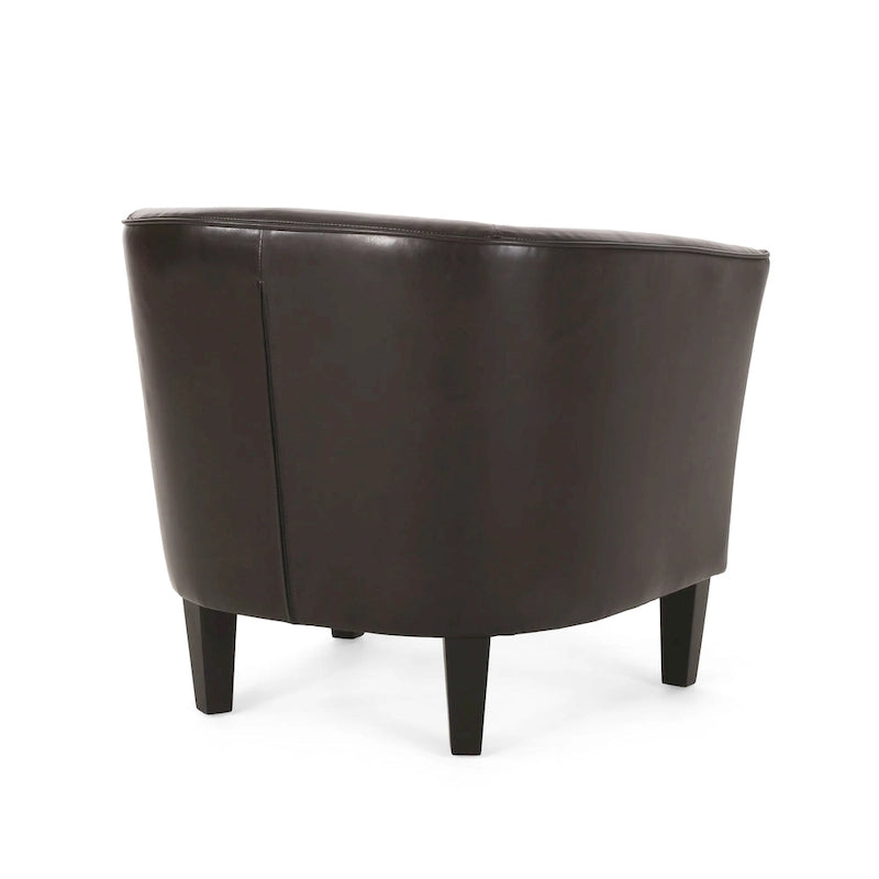 Fauteuil club en similicuir avec pieds en bouleau – Siège d'appoint moderne
