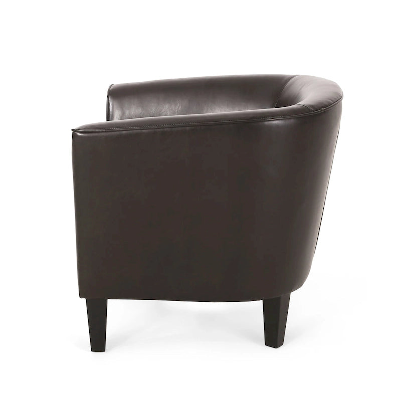 Fauteuil club en similicuir avec pieds en bouleau – Siège d'appoint moderne