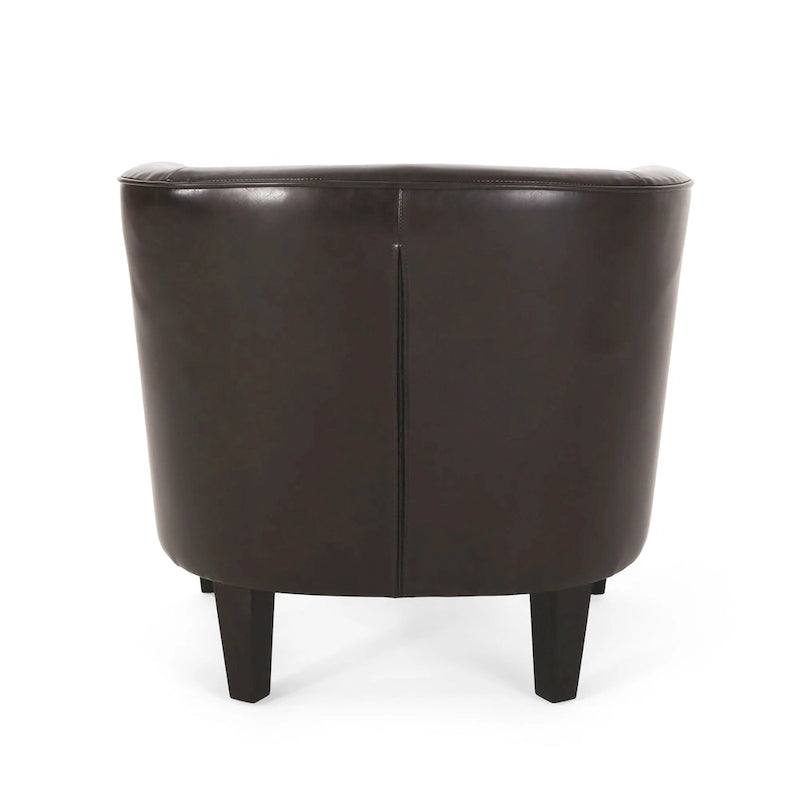 Fauteuil club en similicuir avec pieds en bouleau – Siège d'appoint moderne
