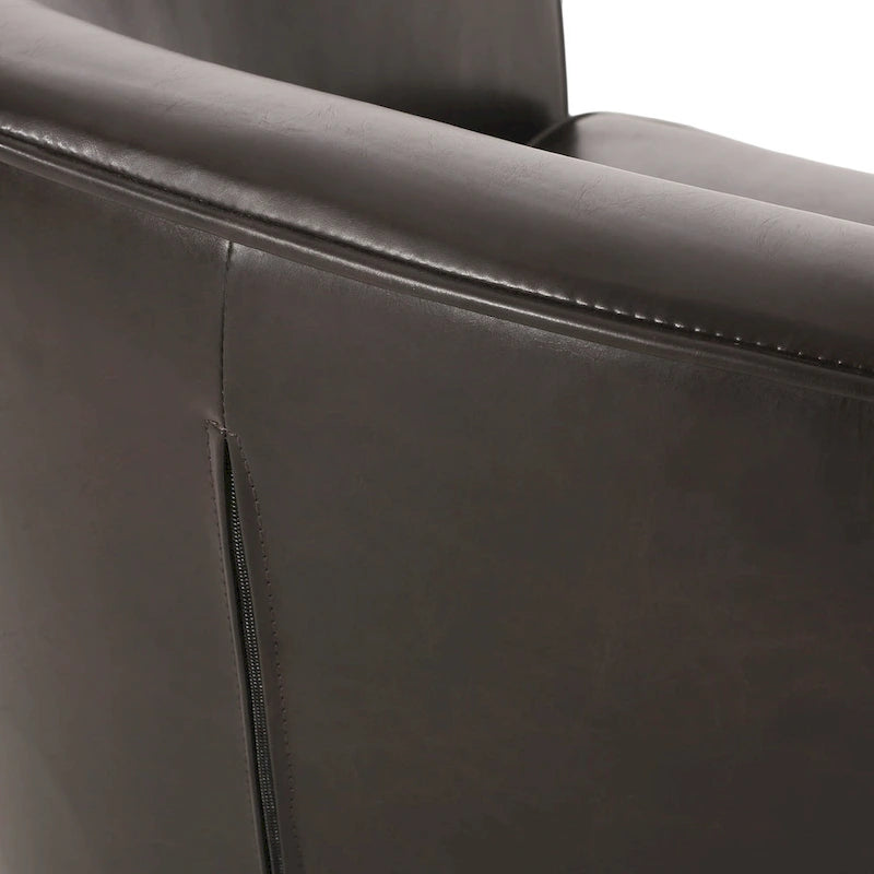 Fauteuil club en similicuir avec pieds en bouleau – Siège d'appoint moderne
