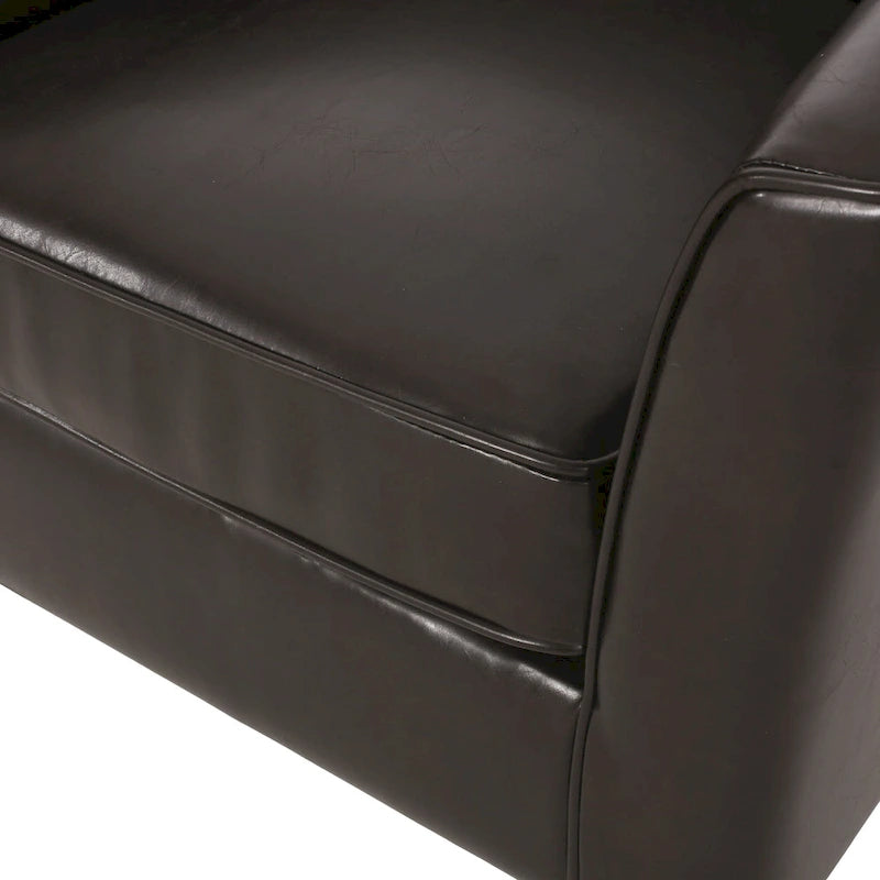 Fauteuil club en similicuir avec pieds en bouleau – Siège d'appoint moderne