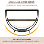 Console rustique en bois vieilli avec plateau demi-lune en métal texturé