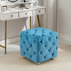 Pouf carré capitonné en velours moderne