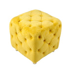 Pouf carré capitonné en velours moderne