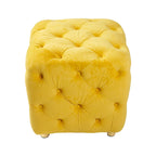 Pouf carré capitonné en velours moderne
