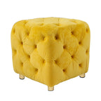 Pouf carré capitonné en velours moderne