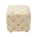 Pouf carré capitonné en velours moderne
