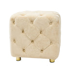 Pouf carré capitonné en velours moderne