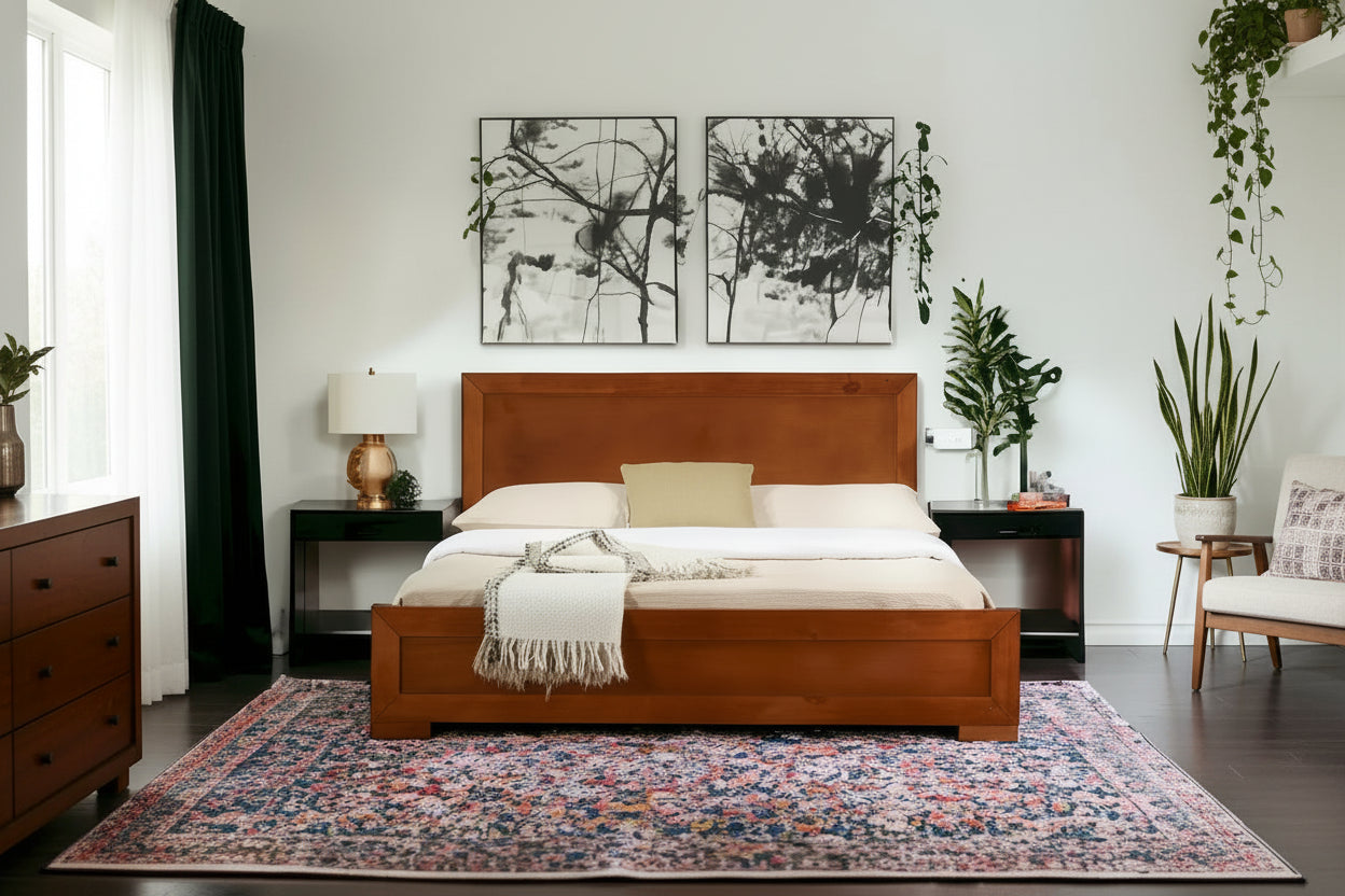 HomeRoots Brown Wood King Bed Frame