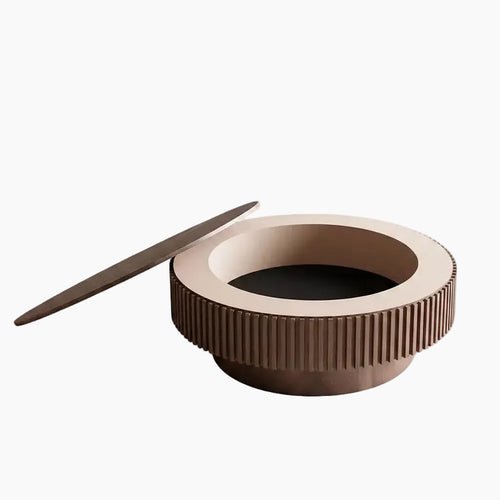39.37in Round Coffee Table with Storage Solid Wood Veneered