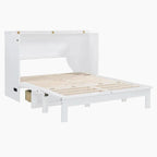 Lit escamotable mural Queen Size avec grand tiroir de rangement, prises et ports USB