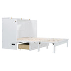 Lit escamotable mural Queen Size avec grand tiroir de rangement, prises et ports USB