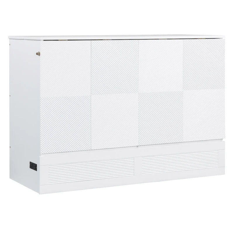 Lit escamotable mural Queen Size avec grand tiroir de rangement, prises et ports USB