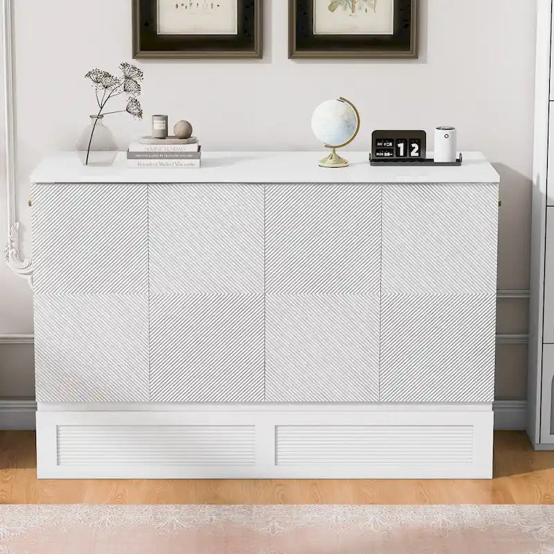 Lit escamotable mural Queen Size avec grand tiroir de rangement, prises et ports USB
