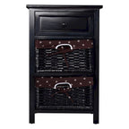 Table de Chevet Noire 3 Niveaux 1 Tiroir Rangement d'Appoint