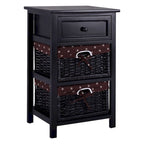 Table de Chevet Noire 3 Niveaux 1 Tiroir Rangement d'Appoint