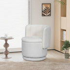 Fauteuil pivotant en tissu bouclé avec rangement pour salon, gris