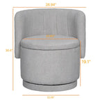 Fauteuil pivotant en tissu bouclé avec rangement pour salon, gris