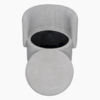 Fauteuil pivotant en tissu bouclé avec rangement pour salon, gris