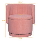 Fauteuil pivotant en tissu bouclé avec rangement pour salon, gris