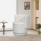 Fauteuil pivotant en tissu bouclé avec rangement pour salon, gris
