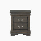 Table de chevet en bois avec 2 tiroirs et poignées en métal