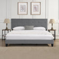 Lit plateforme rembourré de taille Queen avec tête de lit capitonnée – Design moderne