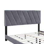 Lit plateforme réglable gris queen size rembourré – Cadre de lit moderne