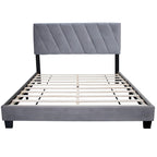 Lit plateforme réglable gris queen size rembourré – Cadre de lit moderne
