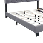 Lit plateforme réglable gris queen size rembourré – Cadre de lit moderne