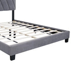 Lit plateforme réglable gris queen size rembourré – Cadre de lit moderne
