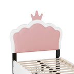 Lit de princesse rembourré avec tête de lit couronne et tiroirs de rangement