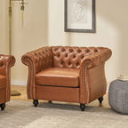Fauteuil d'appoint capitonné en PU au design Chesterfield – Siège rembourré classique