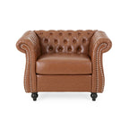 Fauteuil d'appoint capitonné en PU au design Chesterfield – Siège rembourré classique