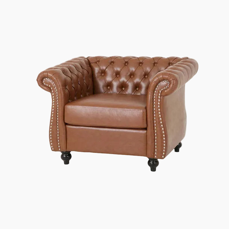 Fauteuil d'appoint capitonné en PU au design Chesterfield – Siège rembourré classique