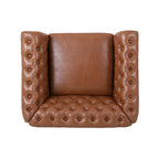 Fauteuil d'appoint capitonné en PU au design Chesterfield – Siège rembourré classique