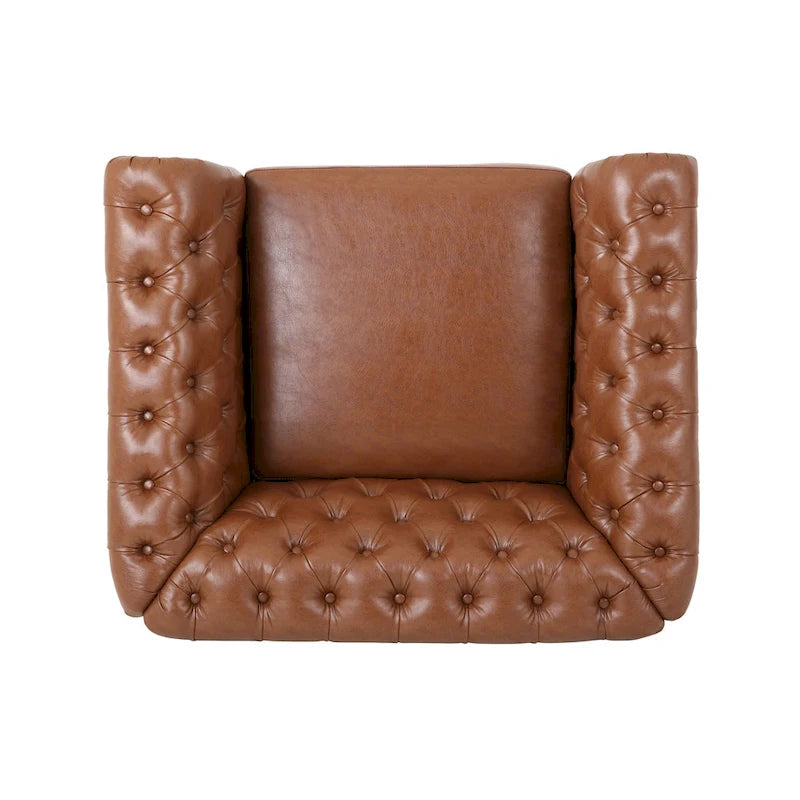 Fauteuil d'appoint capitonné en PU au design Chesterfield – Siège rembourré classique