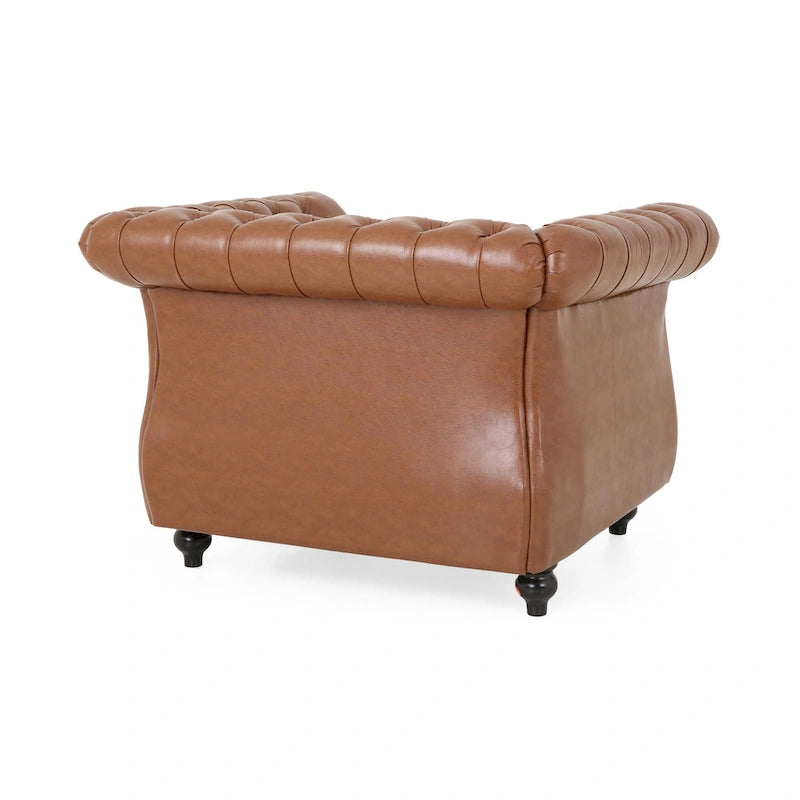 Fauteuil d'appoint capitonné en PU au design Chesterfield – Siège rembourré classique