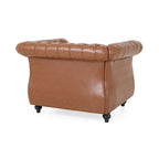Fauteuil d'appoint capitonné en PU au design Chesterfield – Siège rembourré classique