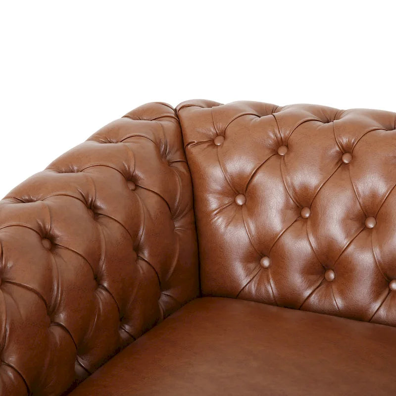 Fauteuil d'appoint capitonné en PU au design Chesterfield – Siège rembourré classique