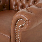 Fauteuil d'appoint capitonné en PU au design Chesterfield – Siège rembourré classique