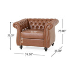 Fauteuil d'appoint capitonné en PU au design Chesterfield – Siège rembourré classique