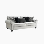 Canapé chenille blanc avec coussins décoratifs – Canapé élégant pour salon