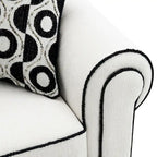 Canapé chenille blanc avec coussins décoratifs – Canapé élégant pour salon
