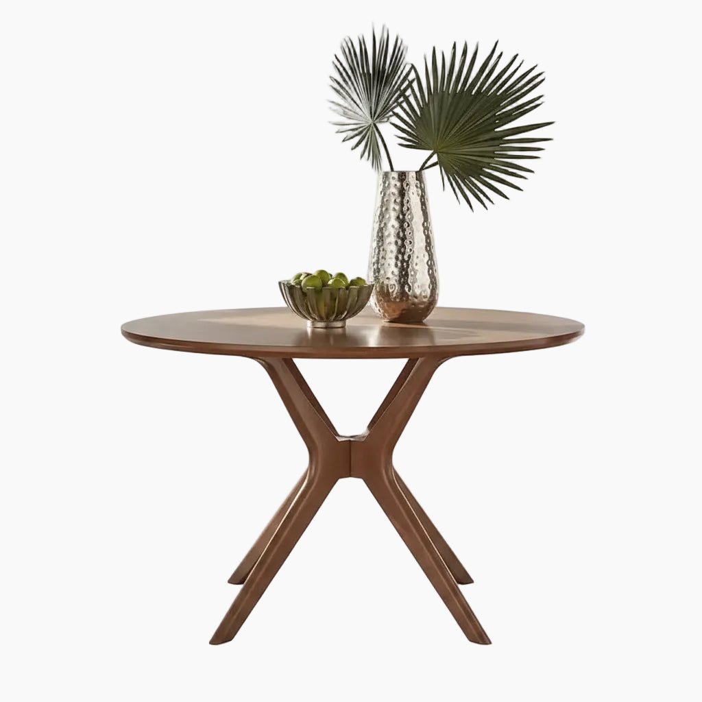 Table à manger ronde en noyer, style Mid-Century